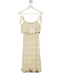 ZARA Cream Cream Pointelle Open Knit Ruffle Dress, size UK L — front