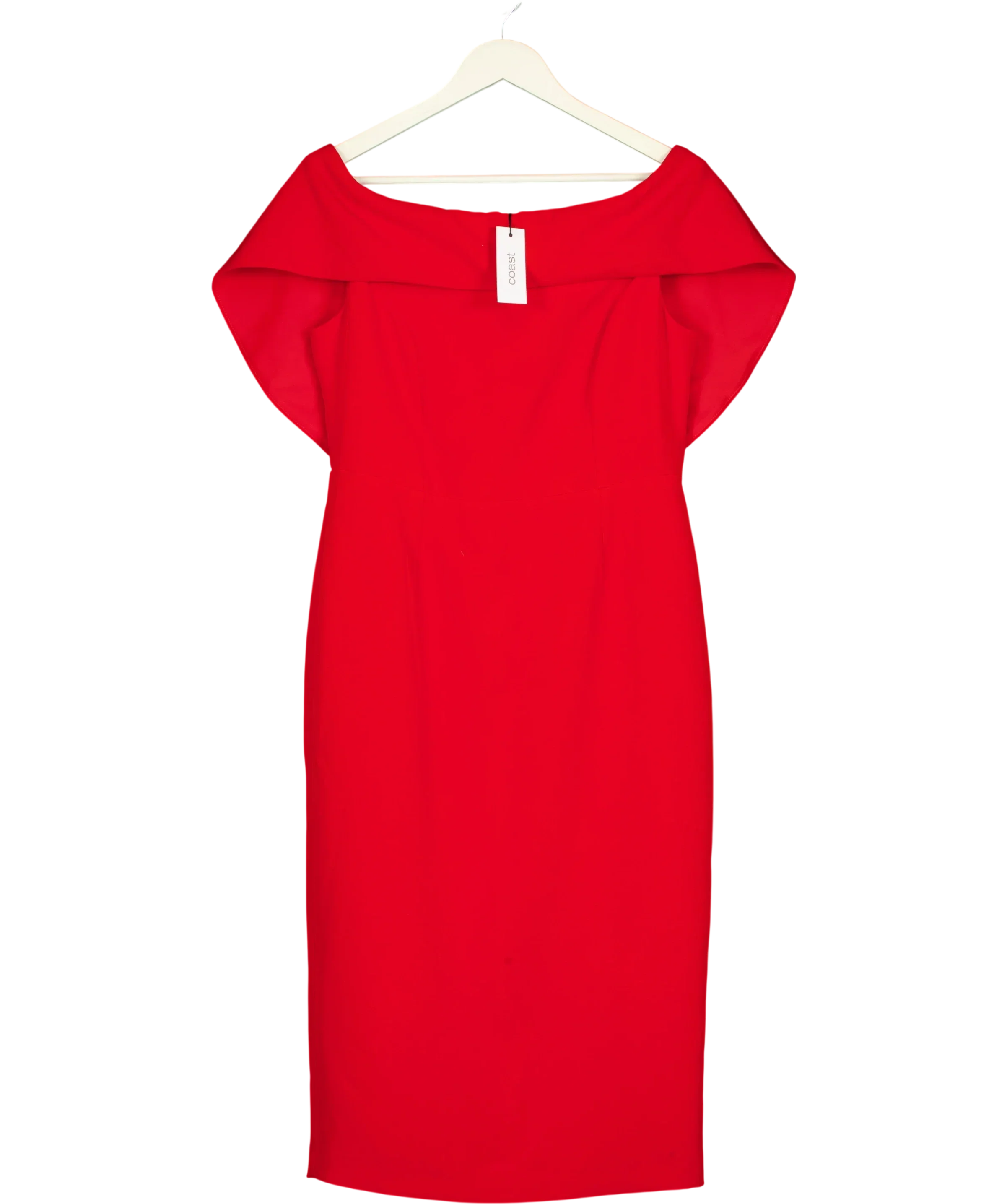 Coast Red Cape Boat Neck Dress Red, size UK 12 — front