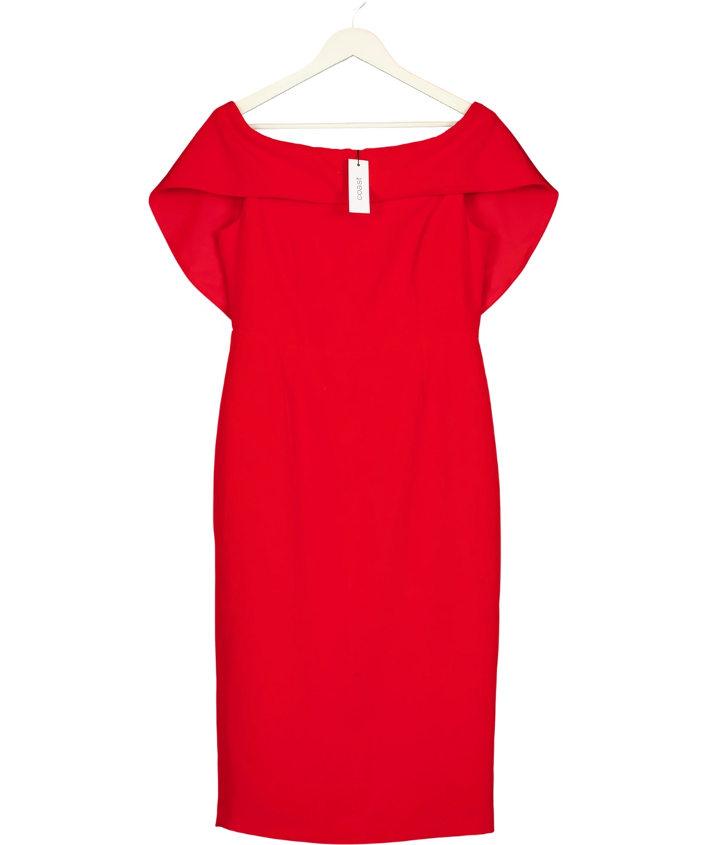 Coast Red Cape Boat Neck Dress Red, size UK 12 — front