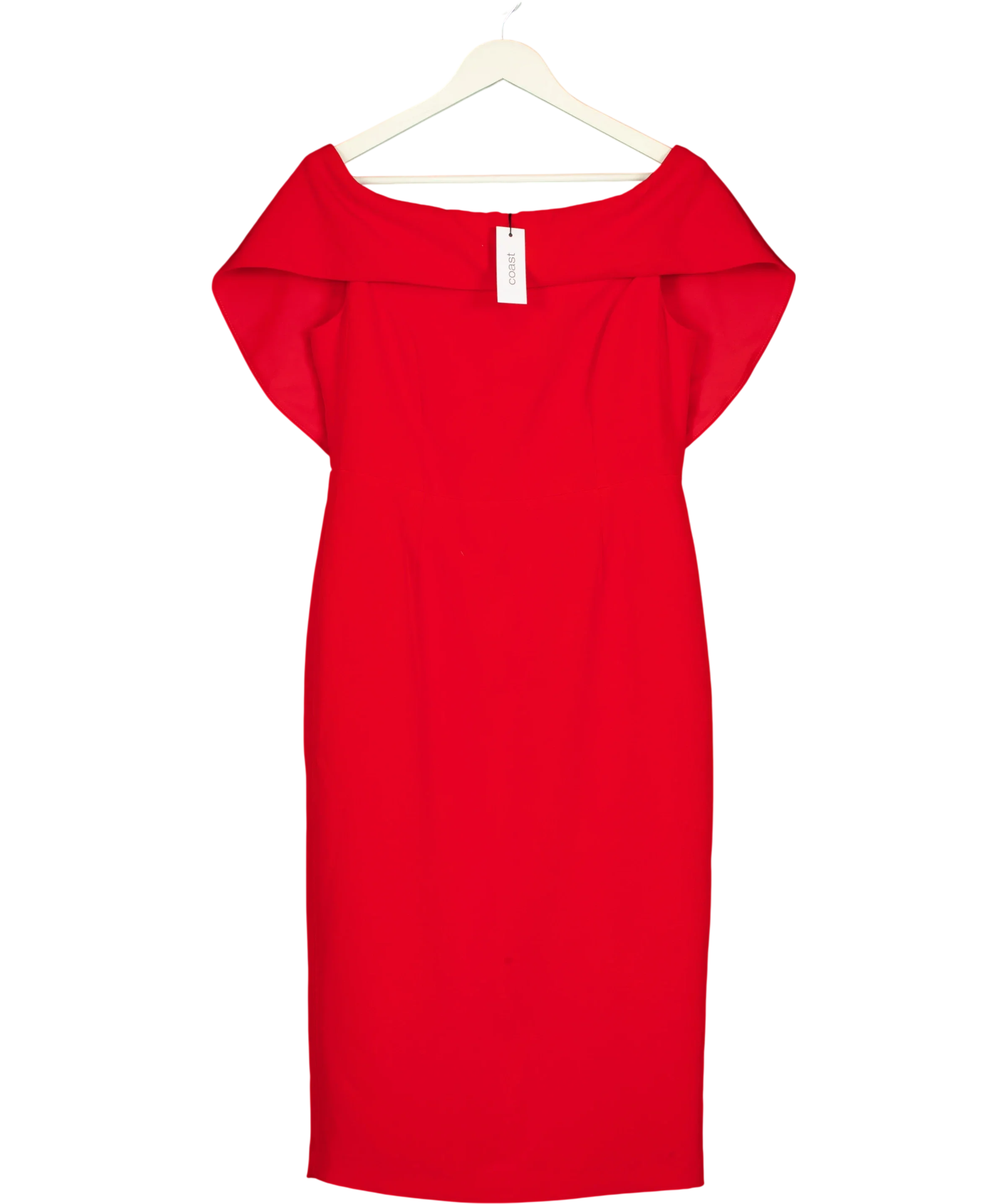 Coast Red Cape Boat Neck Dress Red, size UK 12 — front