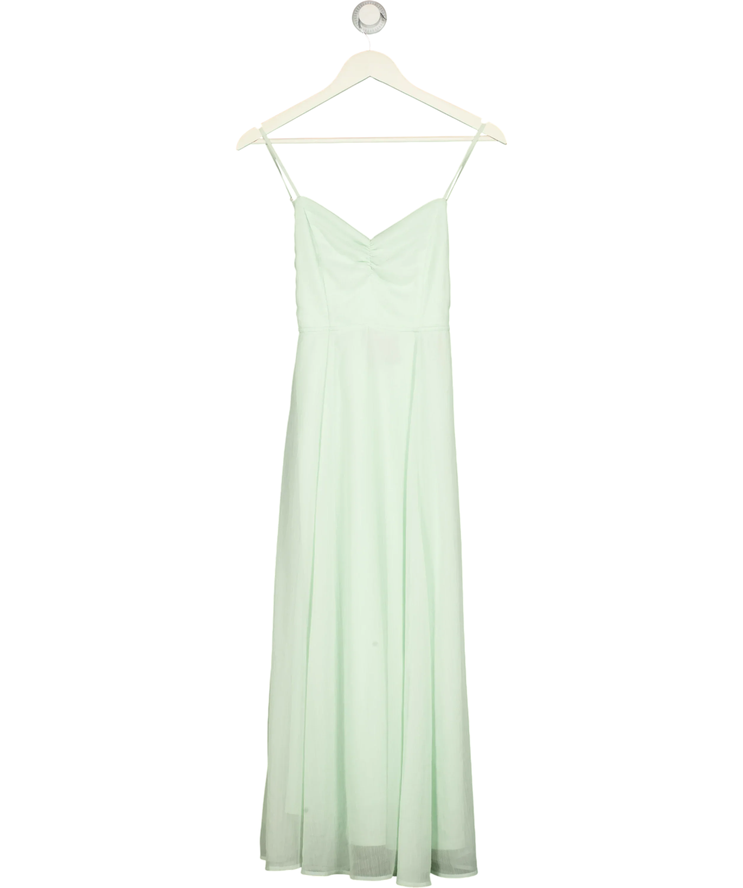 H&M Green H&M Mint Green Fully Lined  chiffon midi dress, size UK 10 — front