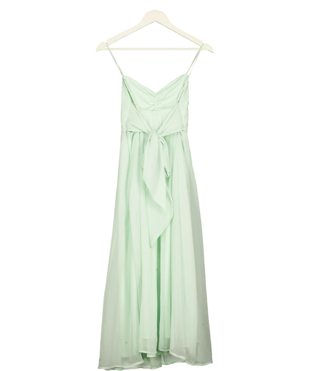 H&M Green H&M Mint Green Fully Lined  chiffon midi dress, size UK 10 — back