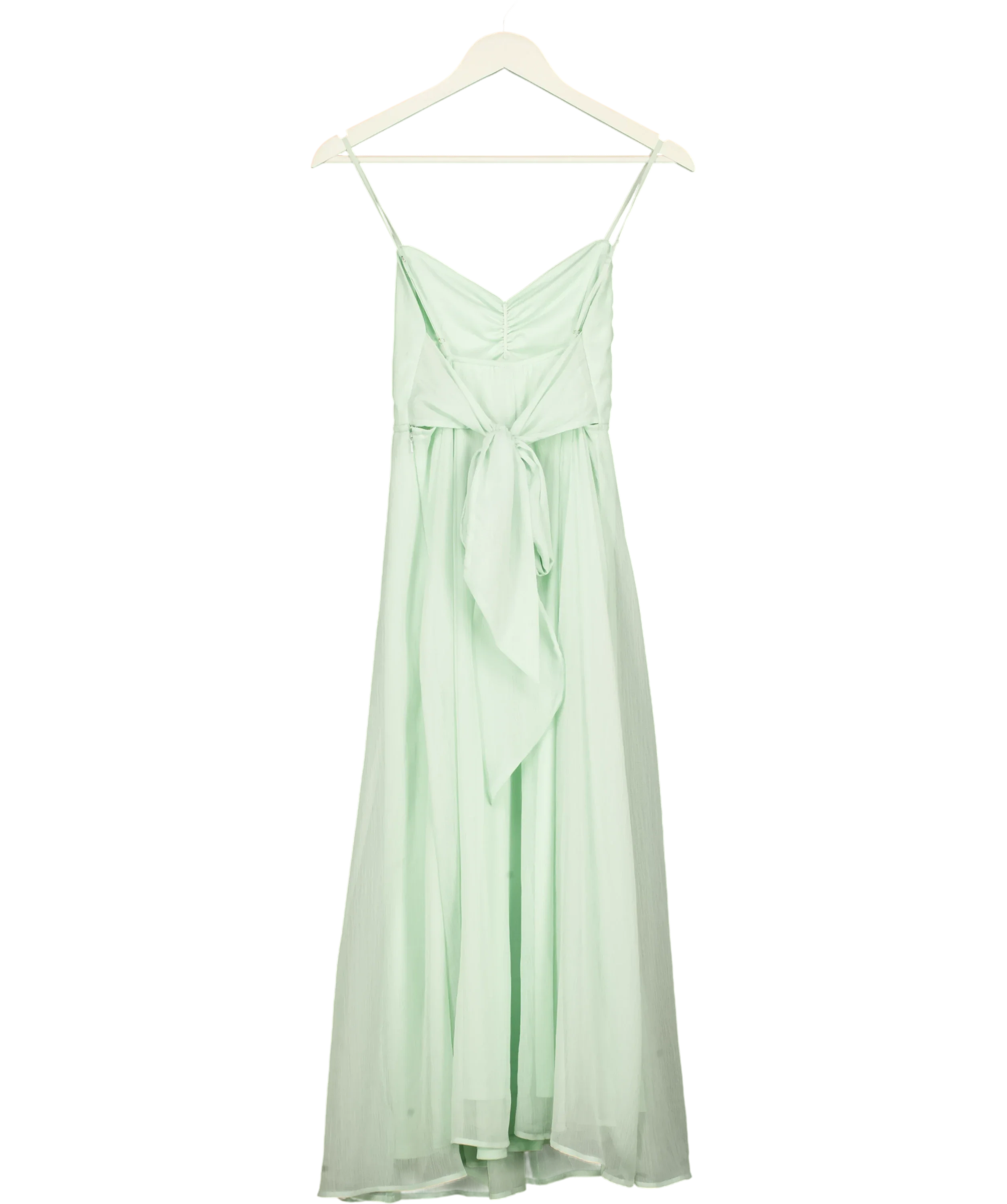 H&M Green H&M Mint Green Fully Lined  chiffon midi dress, size UK 10 — back