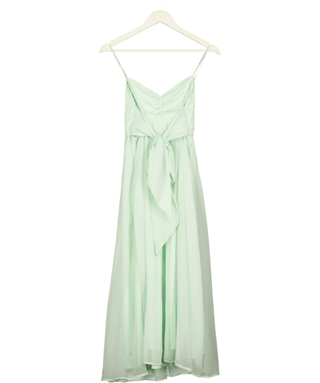 H&M Green H&M Mint Green Fully Lined  chiffon midi dress, size UK 10 — back