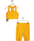 Girlfriend Collective Yellow 2-PIECE ACTIVEWEAR  Bra TOP &  High-Rise Bike Short Set, size UK L — front