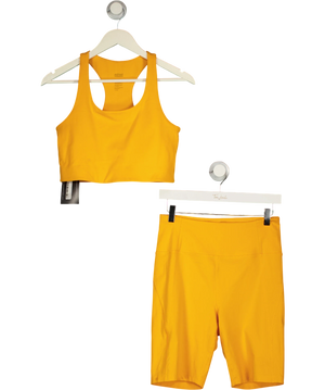 Girlfriend Collective Yellow 2-piece Activewear  Bra Top &  High-rise Bike Short Set UK L