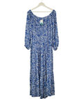 M&S Beachwear Blue Printed Viscose Maxi Dress UK 16 — Front