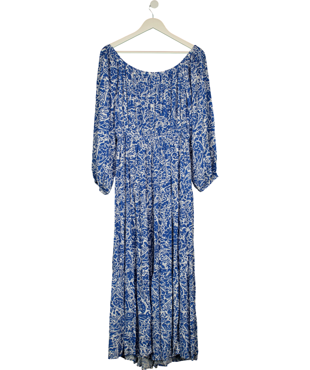 M&S Beachwear Blue Printed Viscose Maxi Dress UK 16 — Back