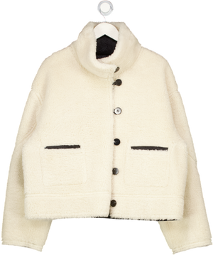 Mint Velvet Cream Reversible leather/shearling Aviator Jacket UK XL