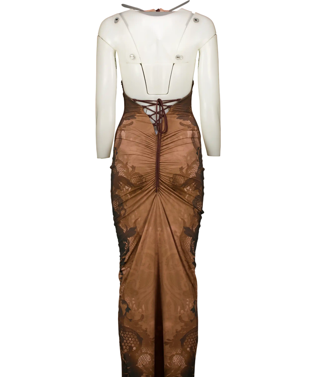 MURCI Brown Allure Halterneck Print Maxi Dress UK 10