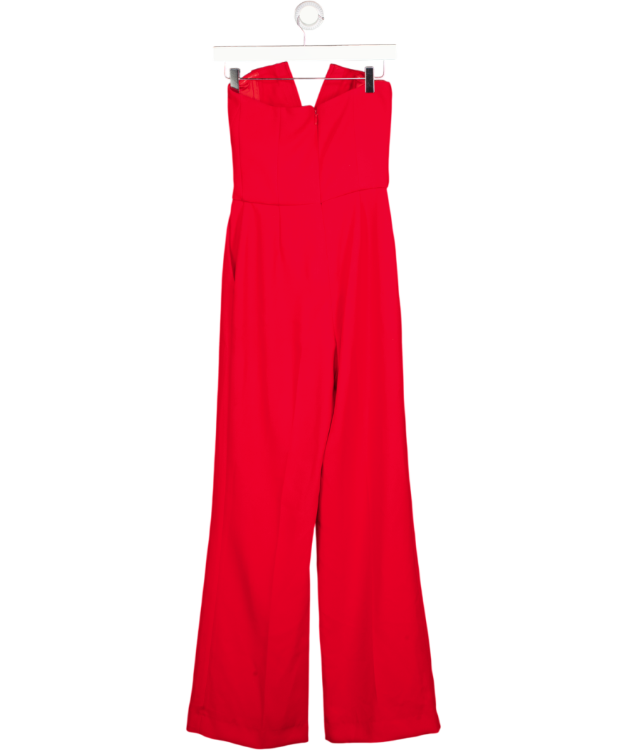 NADINE MERABI Red Strapless Structured Bodice Jumpsuit UK 6