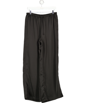 ELKA COLLECTIVE Black Luxury Satin Wide Leg Trouser UK 8