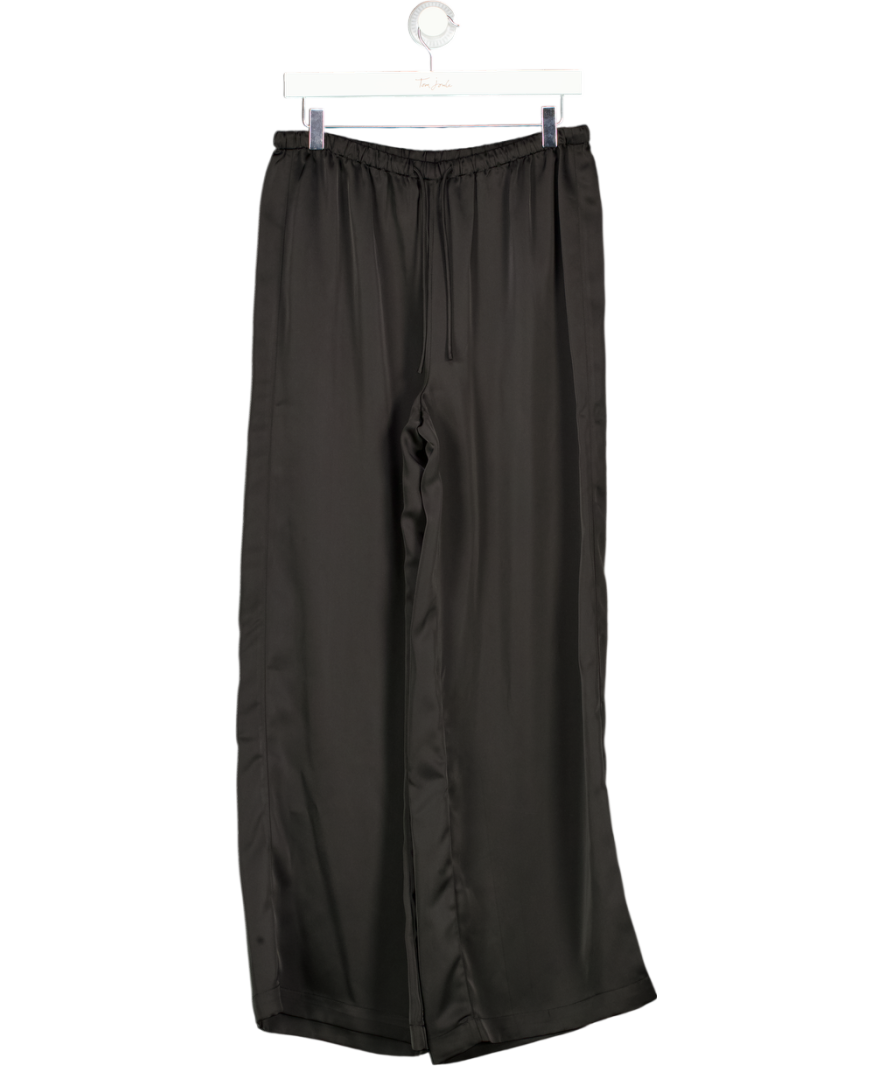 ELKA COLLECTIVE Black Luxury Satin Wide Leg Trouser UK 8