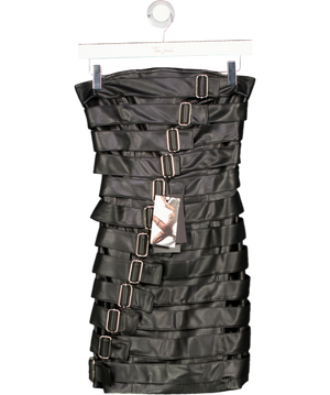 DVNT Black Eco-leather Mini Dress With Decorative Buckles UK XS/S