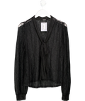 Very Black Lace Blouson Scarf Detail Top UK 18