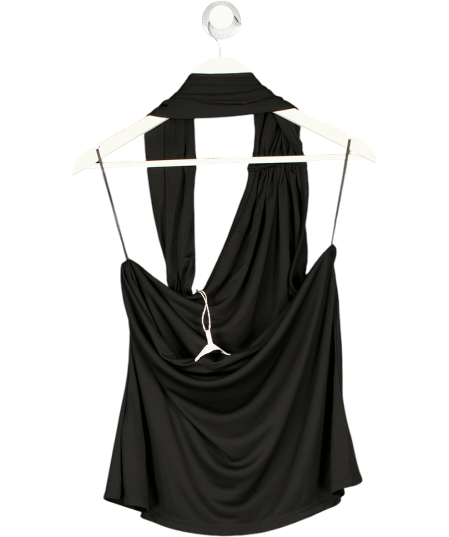 NA-KD Black Buckle Detail Halter-neck Top UK M