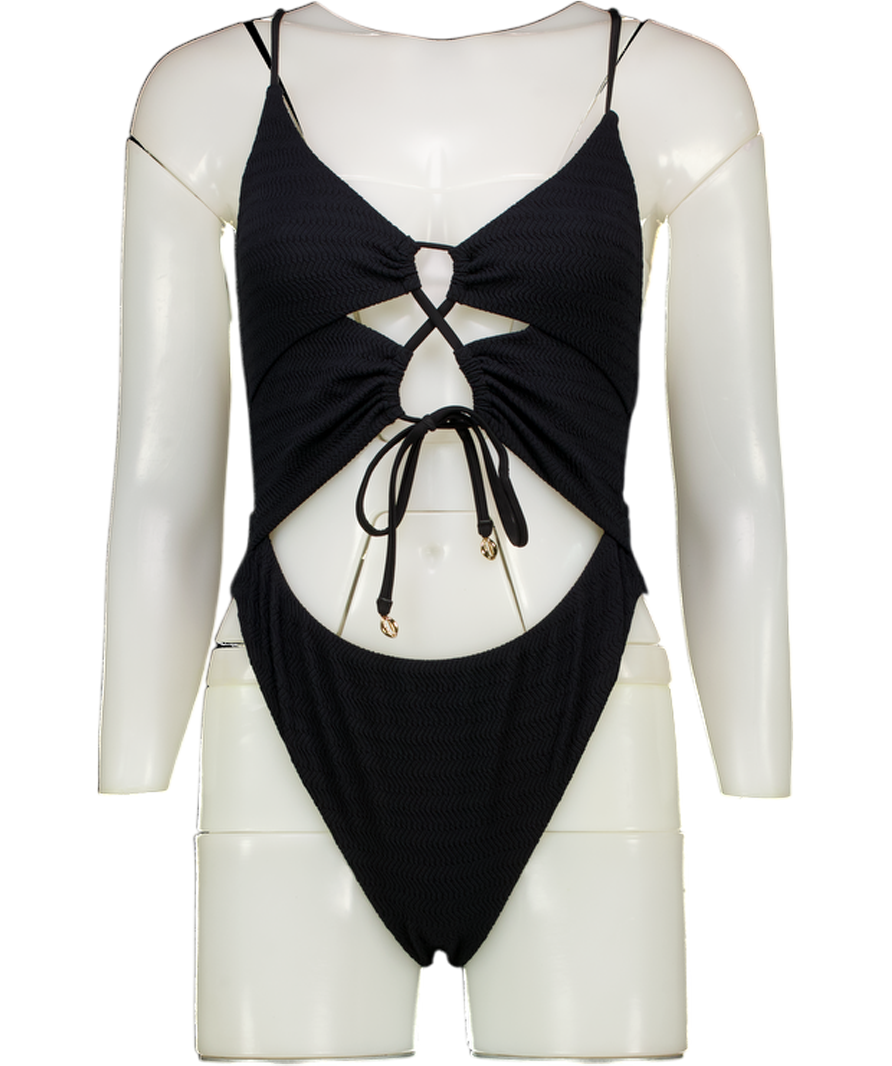 BLUEBELLA Black Textured Cut-out Swimsuit UK S