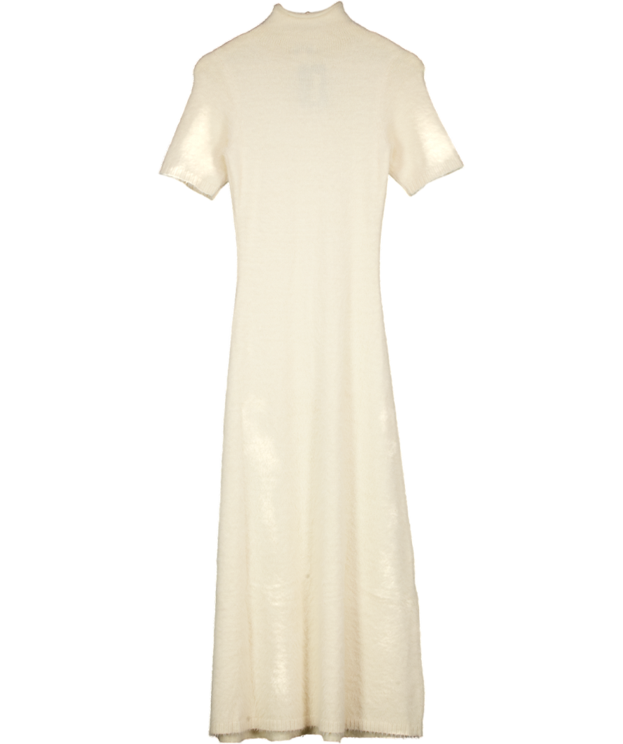 PRETTY LAVISH Cream Brushed Knit High Necvk Maxi Knit Dress UK S