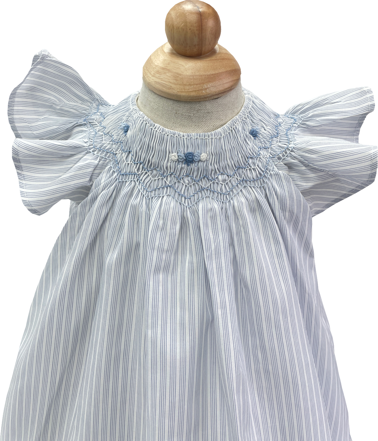 Tartine et Chocolat Blue Lavande Striped Embroidered Smocked Dress  0-1 Month (Newborn))