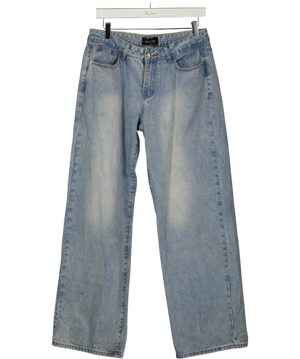 White Fox Blue High Rise Wide Straight Leg Jeans UK M