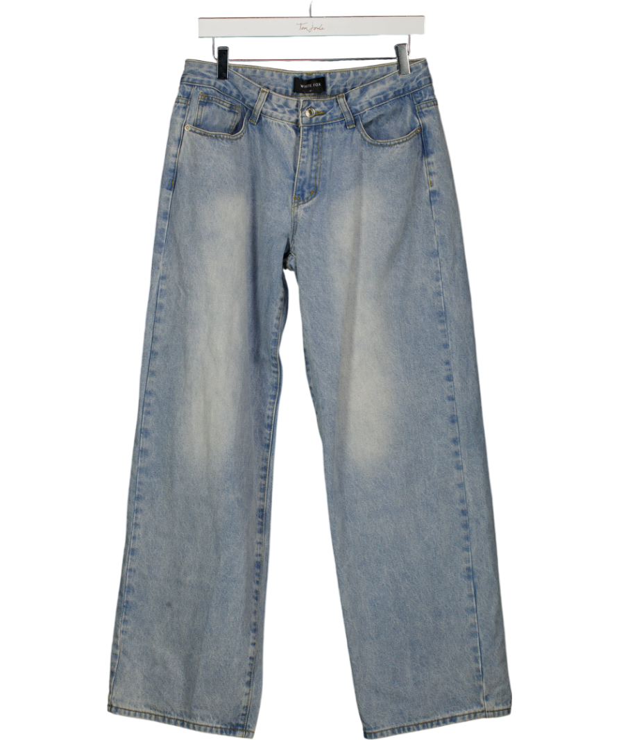 White Fox Blue High Rise Wide Straight Leg Jeans UK M