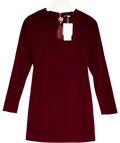 Commense Red Velvet Long Sleeve Midi Dress UK XS