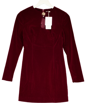 Commense Red Velvet Long Sleeve Midi Dress UK XS