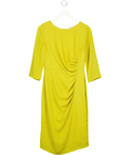 Farhi Yellow Long Sleeved Ruched Midi Dress UK S
