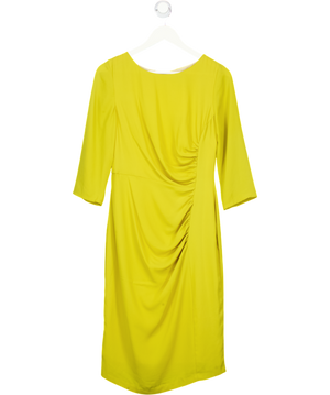 Nicole Farhi Yellow Long Sleeved Ruched Midi Dress UK S