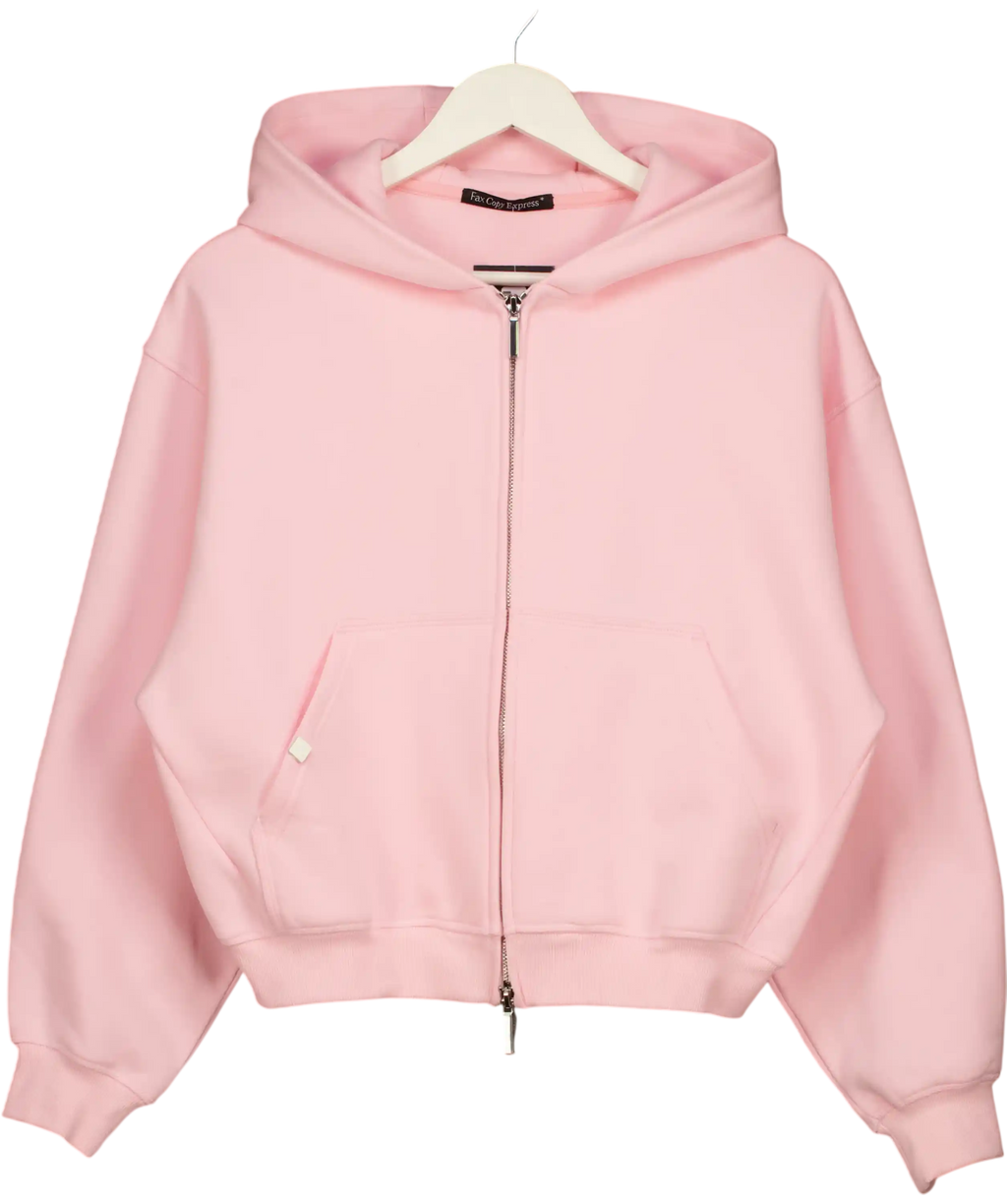 Fax Copy Express Pink Basic Zip Up Hoodie UK M