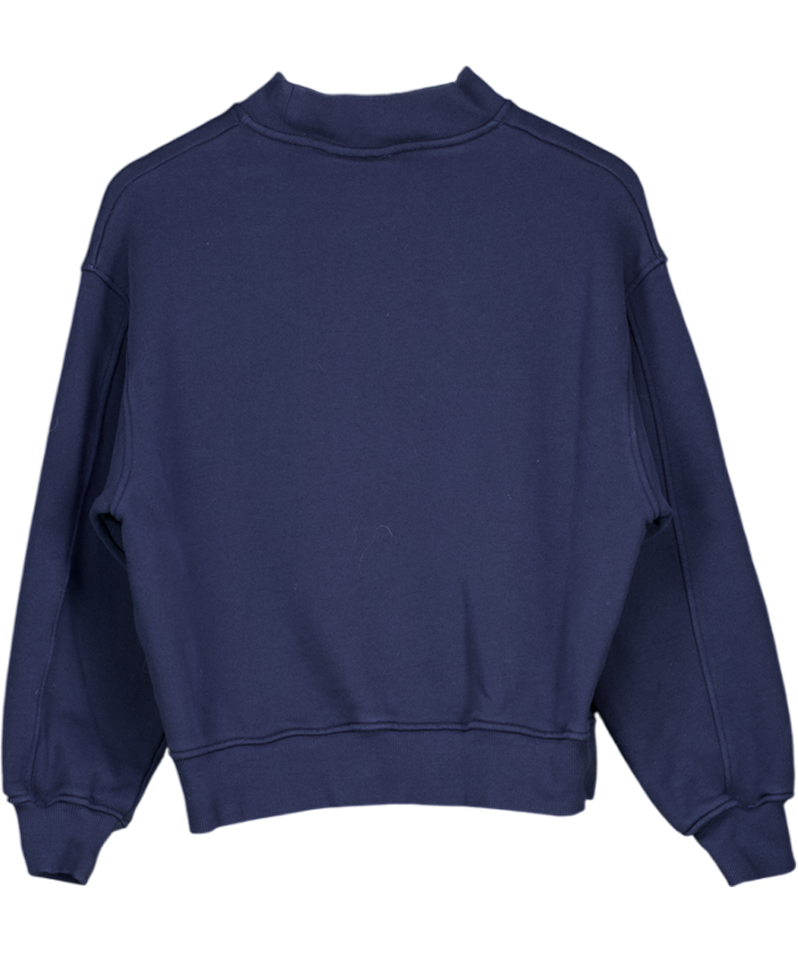 THE COUTURE CLUB Blue Chenille Emblem Mock Neck Crew Neck Sweatshirt UK 6
