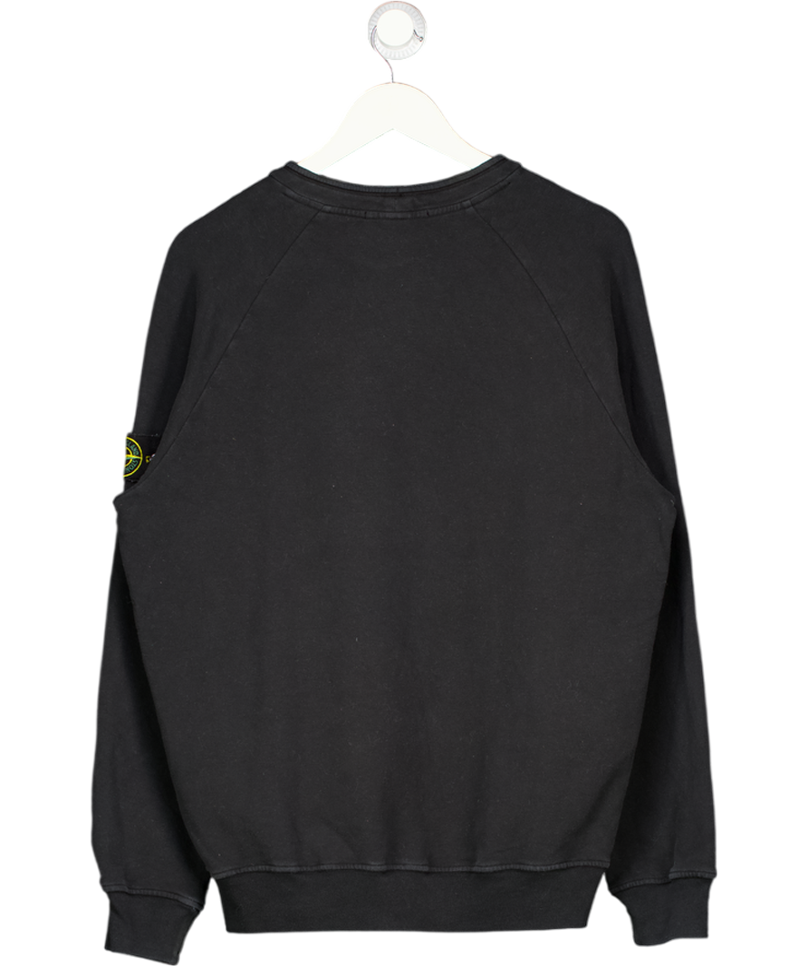STONE ISLAND Black Logo Patch Crewneck Sweatshirt UK M