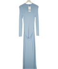 ZARA Blue Long Plain Knit Wrap Dress UK S