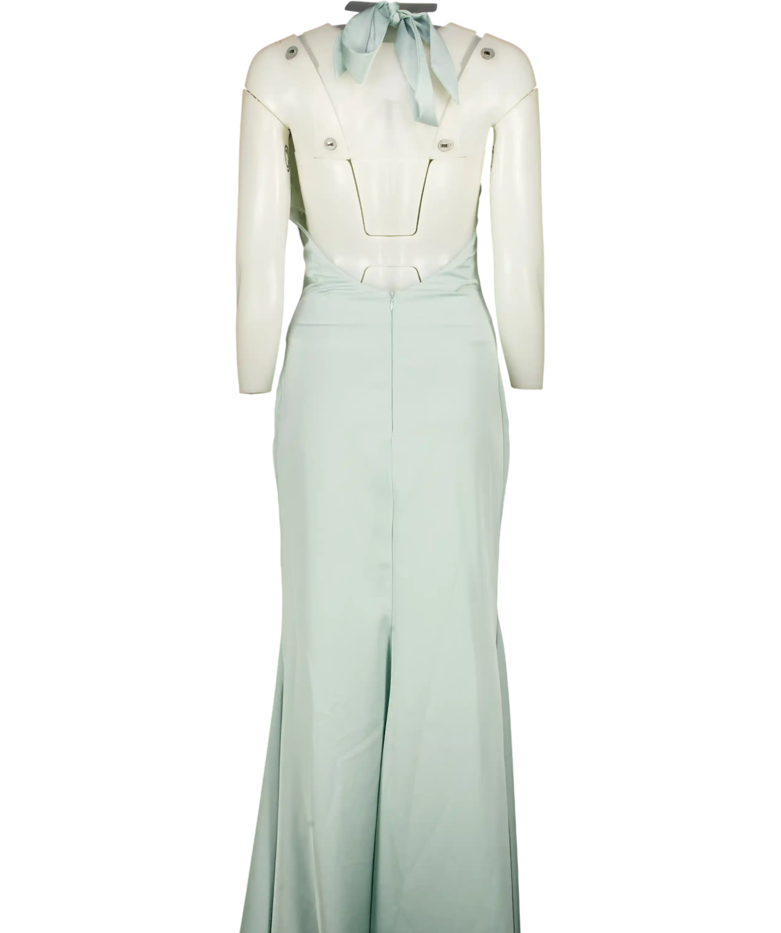 Club L Green Unbeatable Satin Cross Over Halter-neck Maxi Dress UK 8