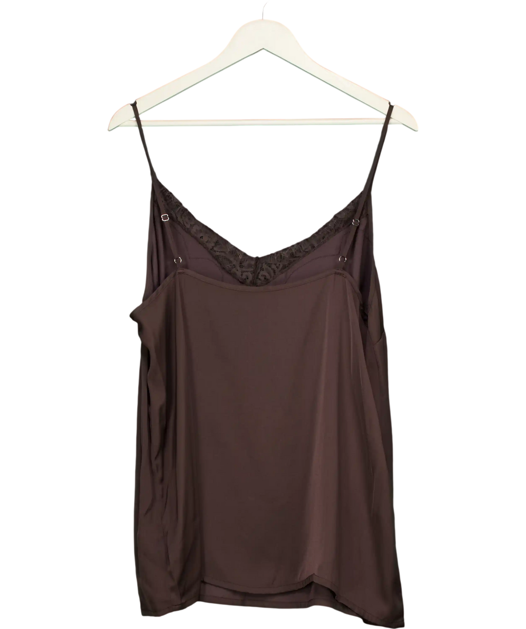 Next Brown Lace Trim Satin Cami Top UK 20