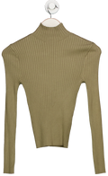 ZARA Green Long Sleeved Rib Knit Turtleneck Jumper UK S