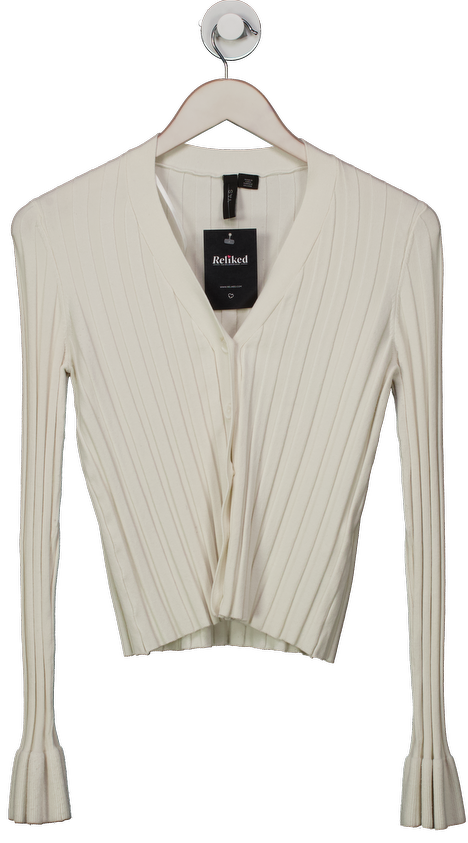 Y.A.S Cream Thick Rib V-neck Cardigan UK M
