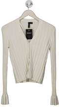 Y.A.S Cream Thick Rib V-neck Cardigan UK M