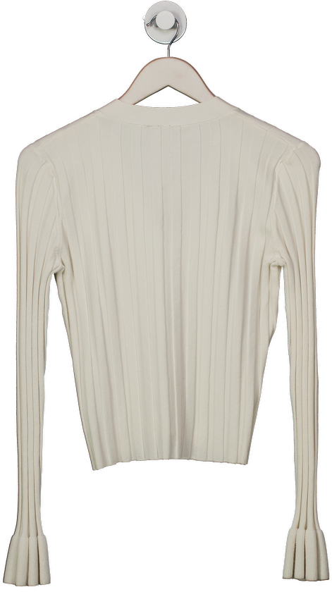 Y.A.S Cream Thick Rib V-neck Cardigan UK M