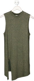 Next Green Sleeveless Gold Knit Longline Top UK 14