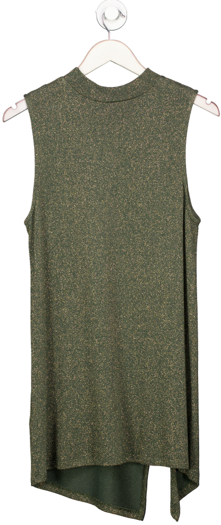 Next Green Sleeveless Gold Knit Longline Top UK 14