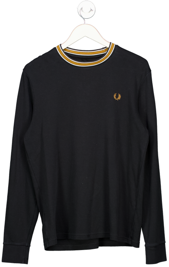 Fred Perry Black Twin Tipped Long Sleeve T-shirt UK M