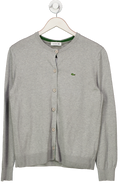 Lacoste Grey Cotton Fine Knit Cardigan UK 10