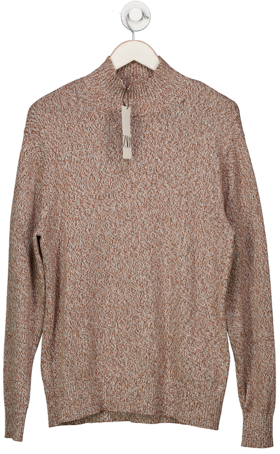 ZARA Orange Fine Knit High Neck Jumper UK M