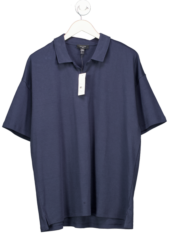 New Look Blue Short Sleeve Revere Polo Shirt UK L