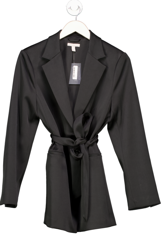 H&M Black Tie-belt Blazer UK S