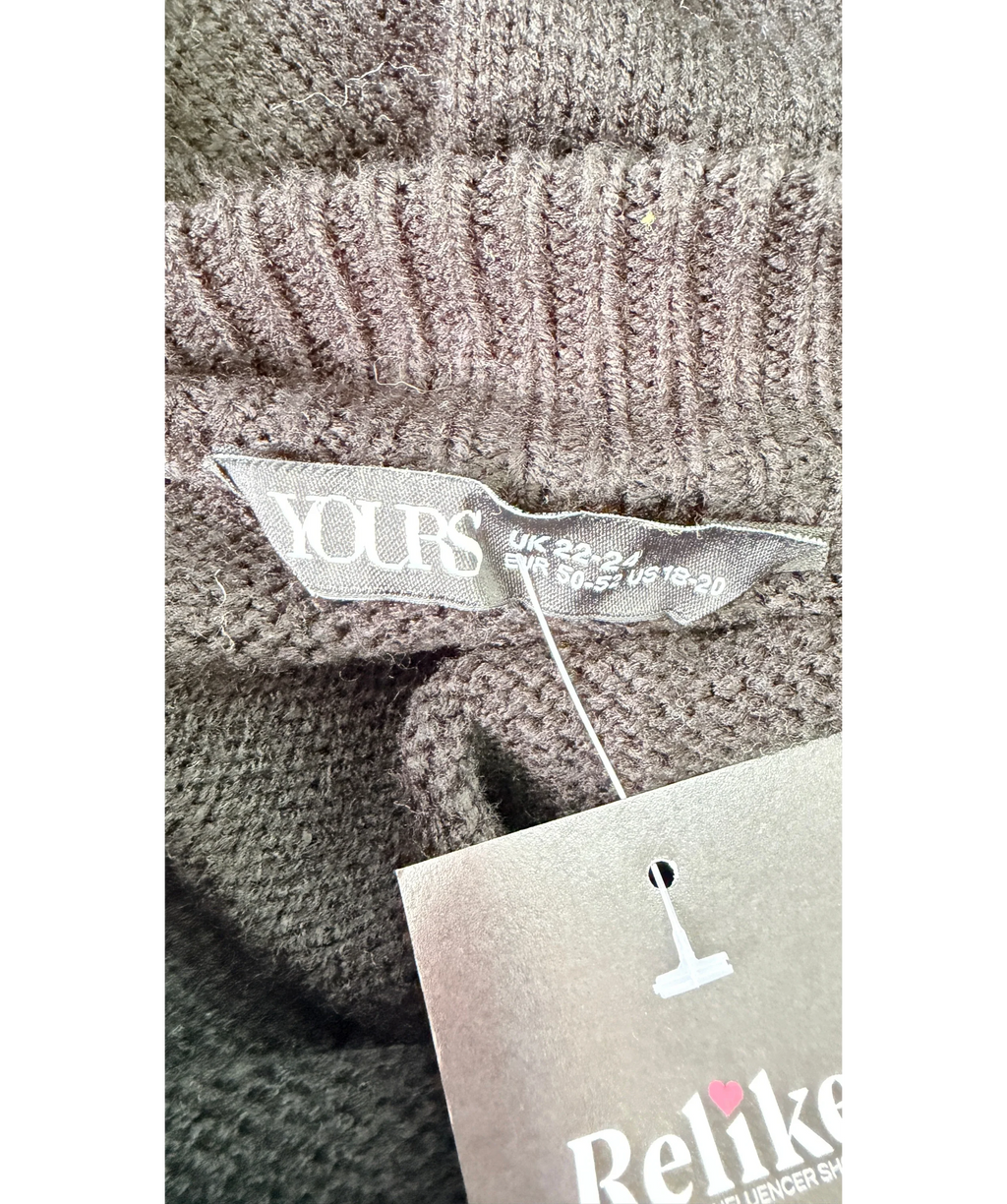 Yours Green Colour Block Oversized Knit Jumper Size 22/24, size UK 22 — detail