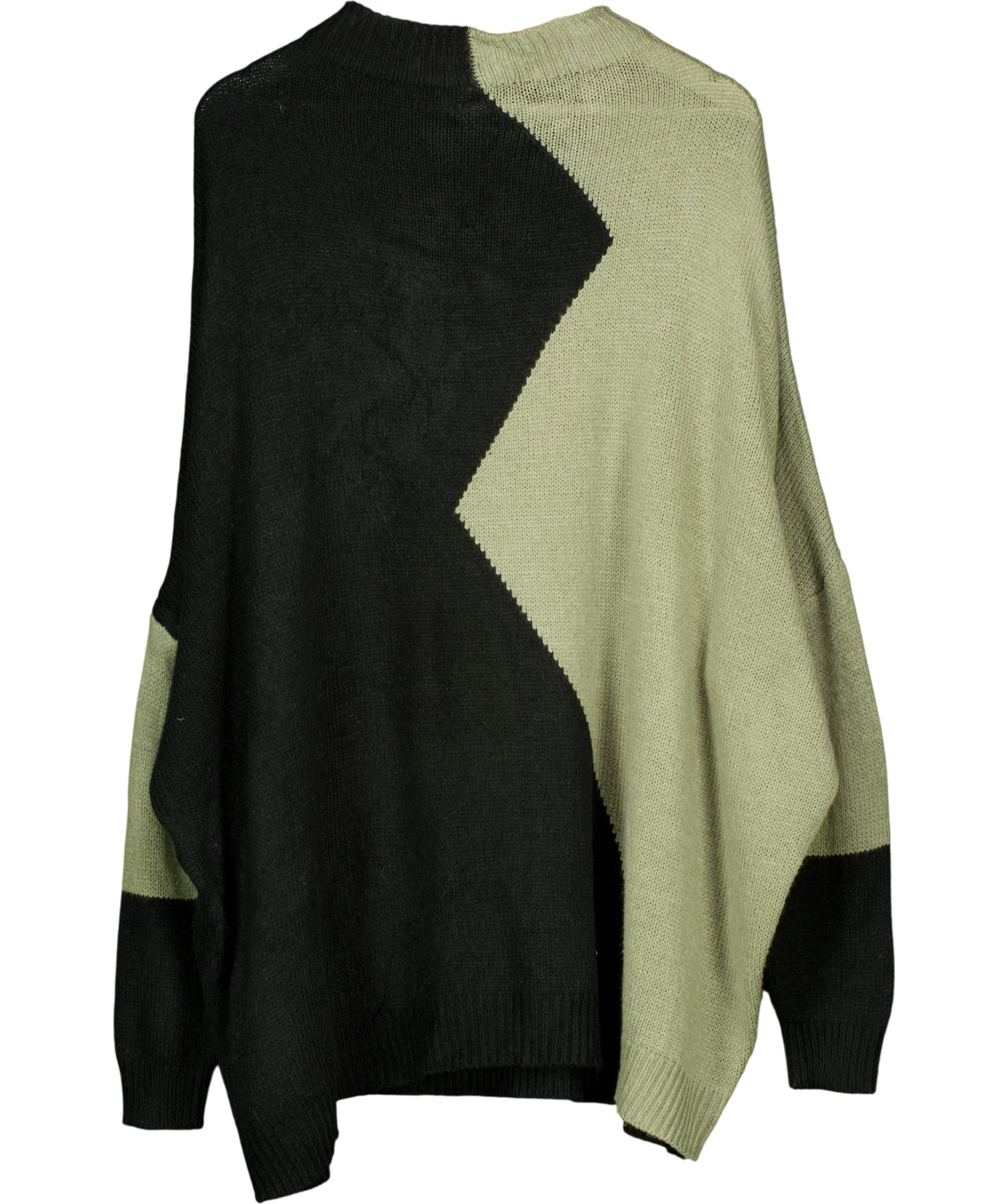 Yours Green Colour Block Oversized Knit Jumper Size 22/24, size UK 22 — front