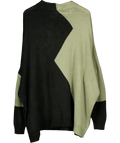 Yours Green Colour Block Oversized Knit Jumper Size 22/24, size UK 22 — front