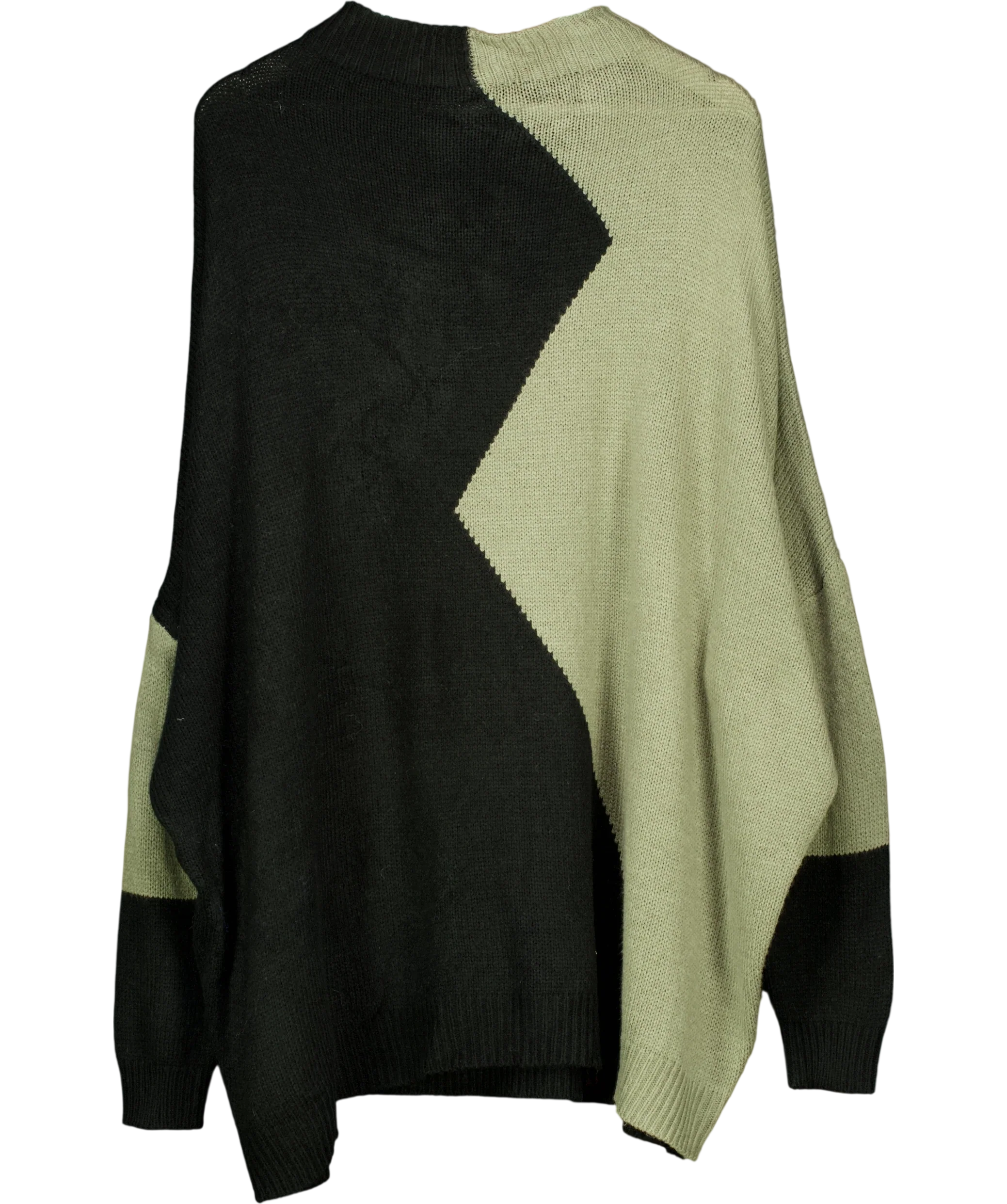 Yours Green Colour Block Oversized Knit Jumper Size 22/24, size UK 22 — front